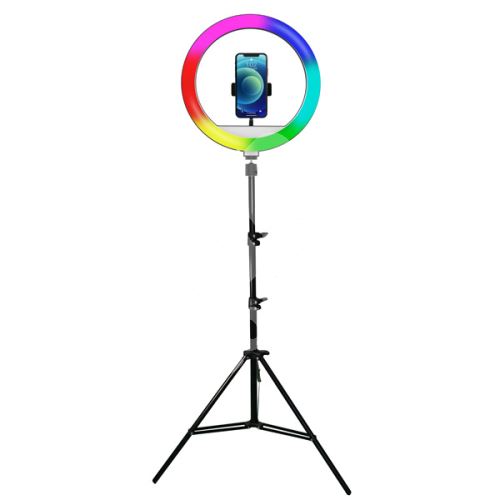 Kruhové světlo Powerton 13", RGB LED, velké, nastavení barev a svítivosti, držák 1