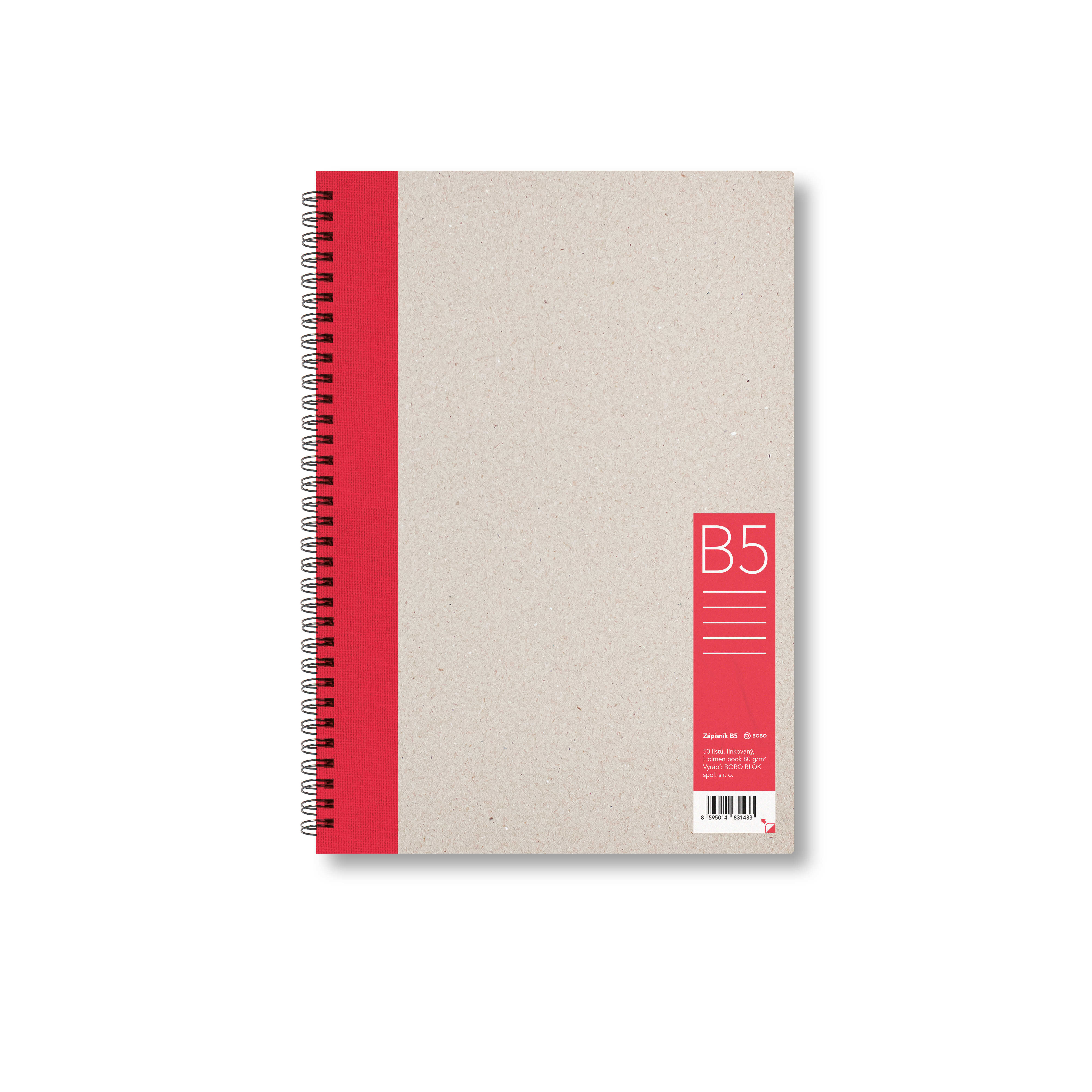 Zápisník Bobo B5, linkovaný, červený