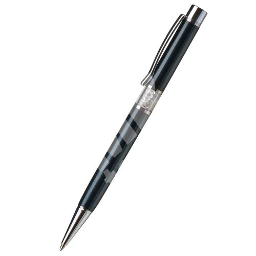 Kuličkové pero Art Crystella, černá s bílými krystaly Swarovski ve středu těla 2