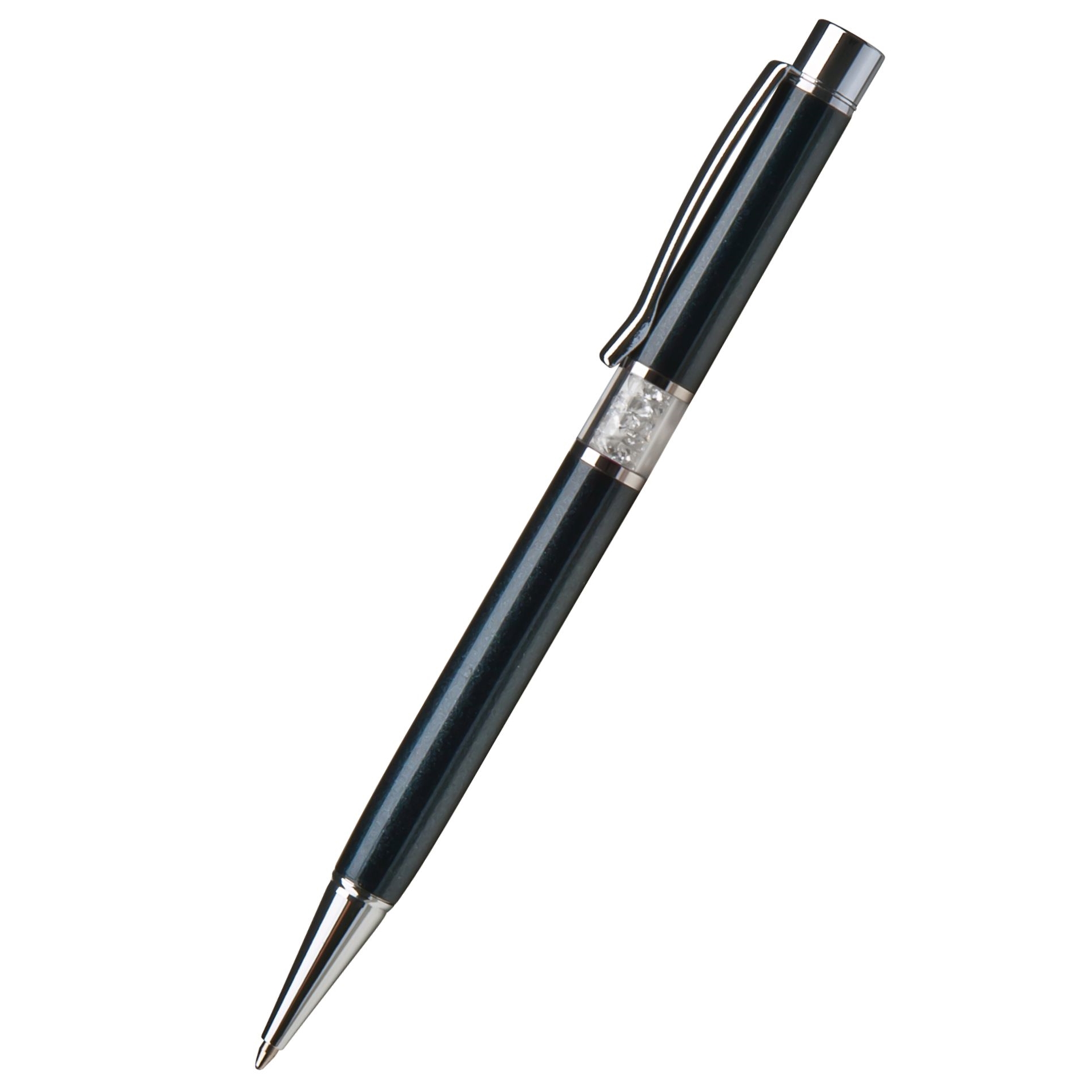 Kuličkové pero Art Crystella, černá s bílými krystaly Swarovski ve středu těla