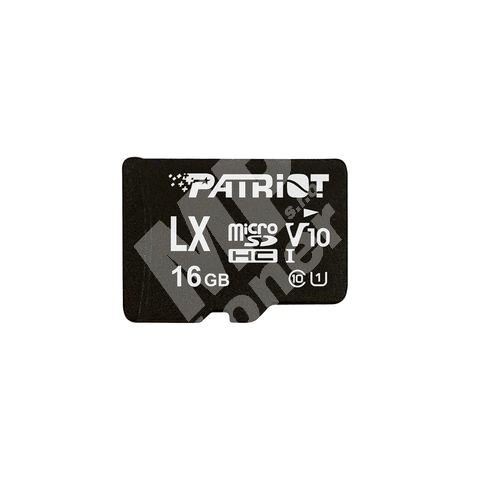Patriot 16GB microSDHC V10, class 10 U1 až 80MB/s + adapter 1