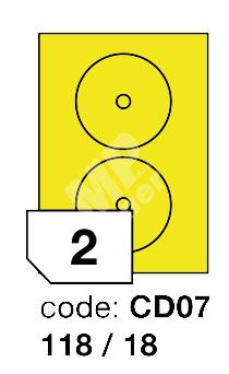 Samolepící etikety Rayfilm Office průměr 118/18 mm 300 archů, fluo žlutá, R0131.CD07D 1