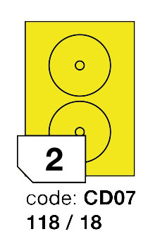 Samolepící etikety Rayfilm Office průměr 118/18 mm 300 archů, fluo žlutá, R0131.CD07D