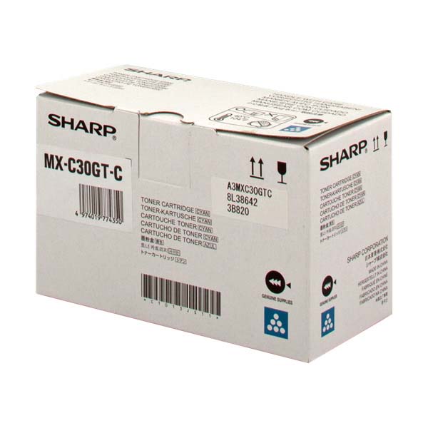 Toner Sharp MX-C30GTC, MX-C250FE, C300WE, cyan, originál