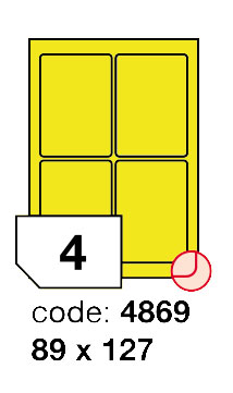 Samolepící etikety Rayfilm Office 89x127 mm 300 archů, fluo žlutá, R0131.4869D
