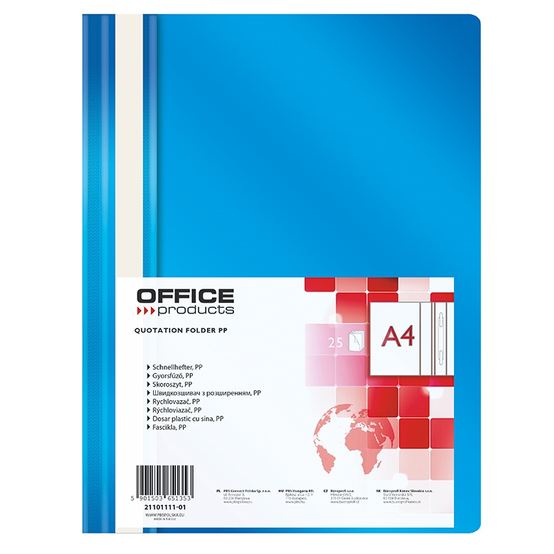Rychlovazač Office A4, PP, 100/170 mic, modrý