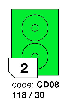 Samolepící etikety Rayfilm Office průměr 118/30 mm 300 archů, matně zelená, R0120.CD08D