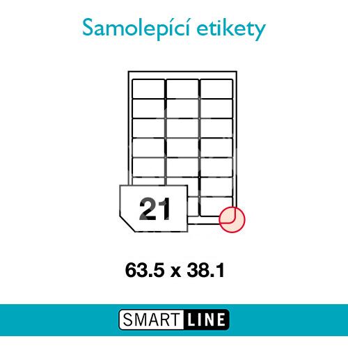 Samolepící bílé etikety Smart Line A4  63,5 x 38,1 mm 100 archů 1