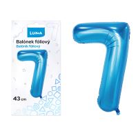 Balónek fóliový Luma č.7, 43cm, modrý