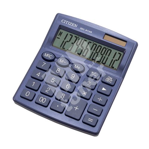Kalkulačka Citizen SDC812NRNVE, stolní, dvanáctimístná, duální napájení, tmavě modrá 1