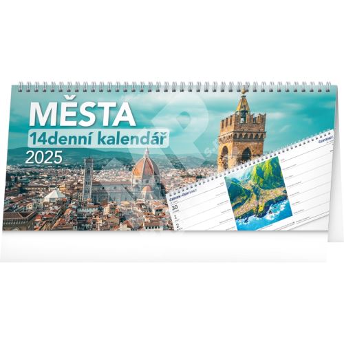 Stolní kalendář Notique Města 2025, 14denní, 33 x 14,5 cm 1