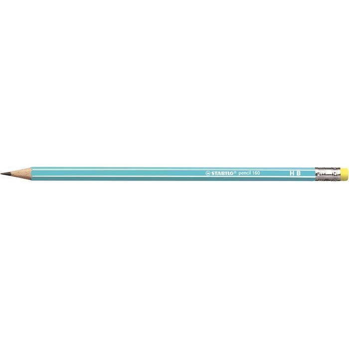 Grafitová tužka s gumou Stabilo Pencil 160, modrá, HB, šestihranná