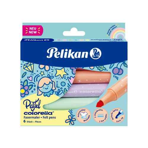Fixy Pelikan Colorella, silné, 6 pastelových barev