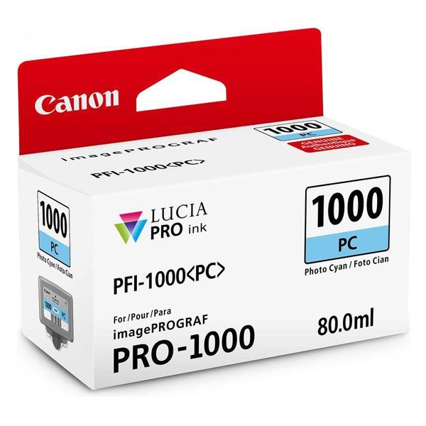 Inkoustová cartridge Canon PFI-1000PC, ImagePrograf 1000, Photocyan, 0550C001, originál