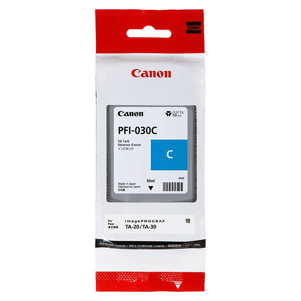 Inkoustová cartridge Canon PFI-030C, iPF TA-20, TA-30, cyan, 3490C001, originál