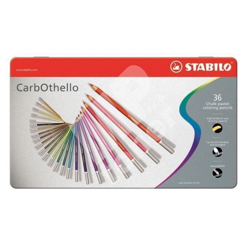 Křídové pastelové barevné pastelky CarbOthello, sada, 36 barev, kulaté, kovová 1