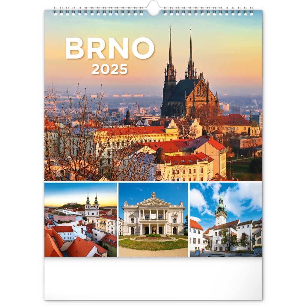 Nástěnný kalendář Notique Brno 2025, 30 x 34 cm