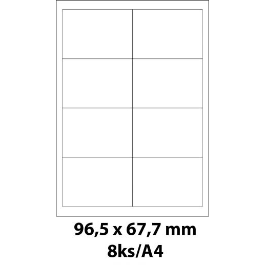 Print etikety Emy 96,5x67,7 mm, 8ks/arch, 100 archů, samolepící