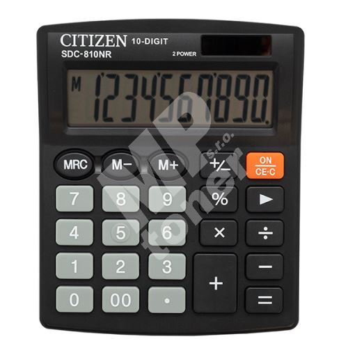 Kalkulačka Citizen SDC810NR, stolní, desetimístná, duální napájení, černá 1