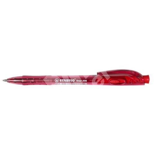 Kuličkové pero Stabilo Liner 308, 0,3mm, stiskací mechanismus, červené 1