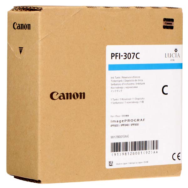 Inkoustová cartridge Canon PFI-307C, iPF-830, 840, 850, cyan, originál