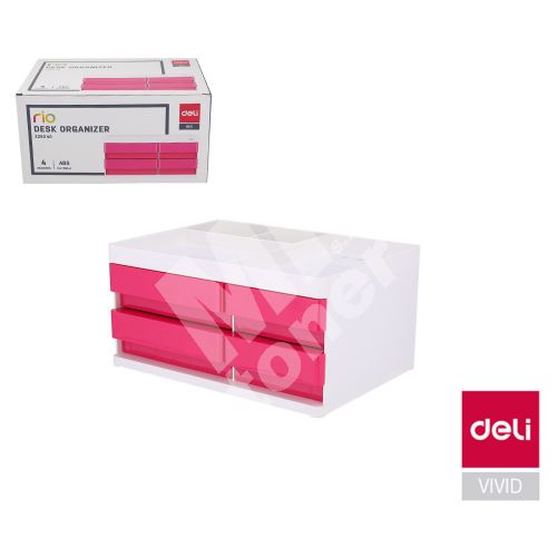 Box zásuvkový RIO 4 zásuvky Deli EZ25040 růžový 1