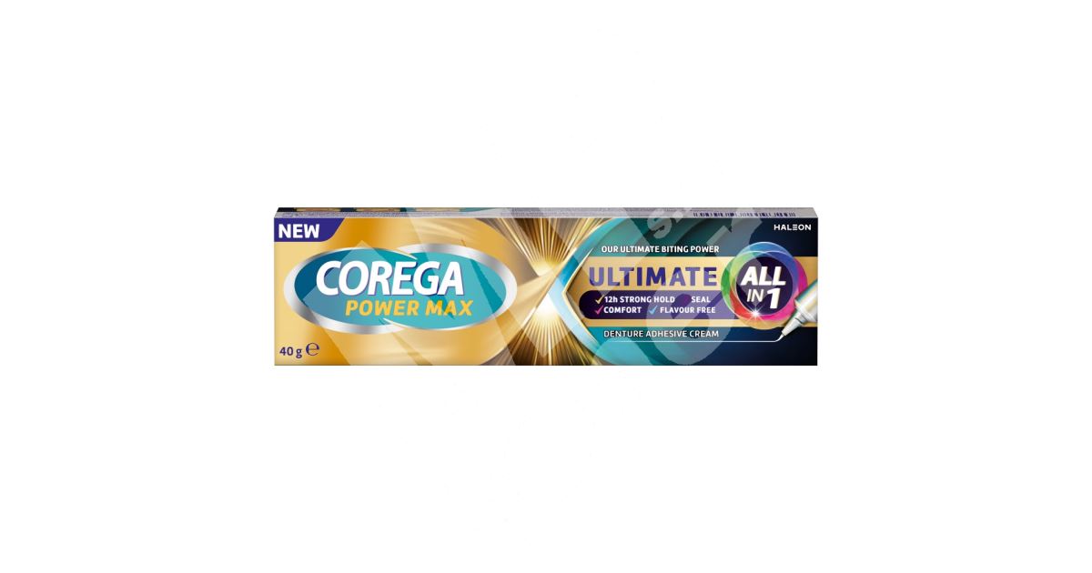 Corega Power Max Ultimate All in One krém na fixaci zubních náhrad, 40 ...