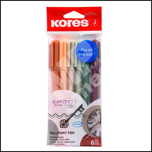 Kuličkové pero Kores K0 Pen Vintage Style, sada 6 barev 1