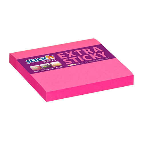 Samolepicí bloček Stick'n Extra Sticky neonově růžový, 76 x 76 mm