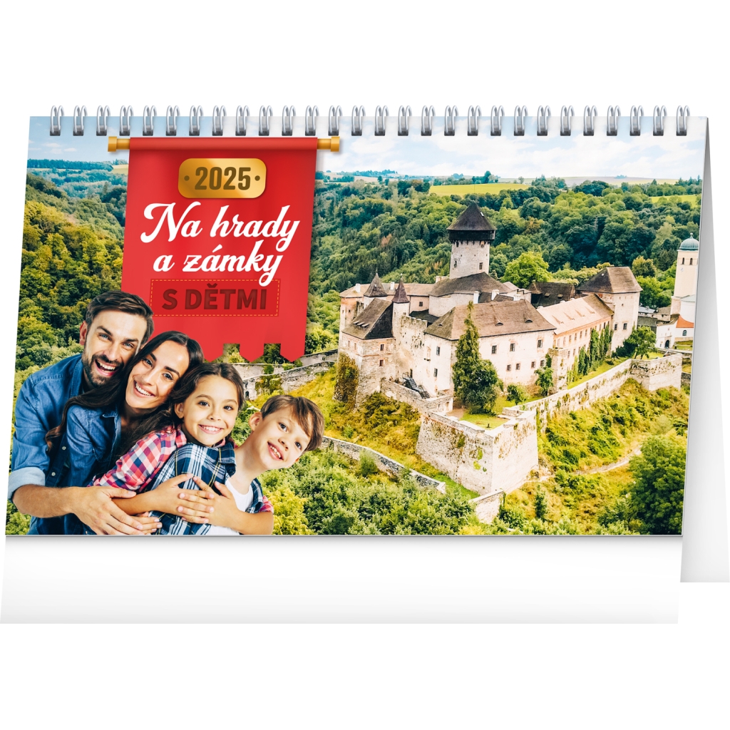 Stolní kalendář Notique S dětmi na hrady a zámky 2025, 23,1 x 14,5 cm