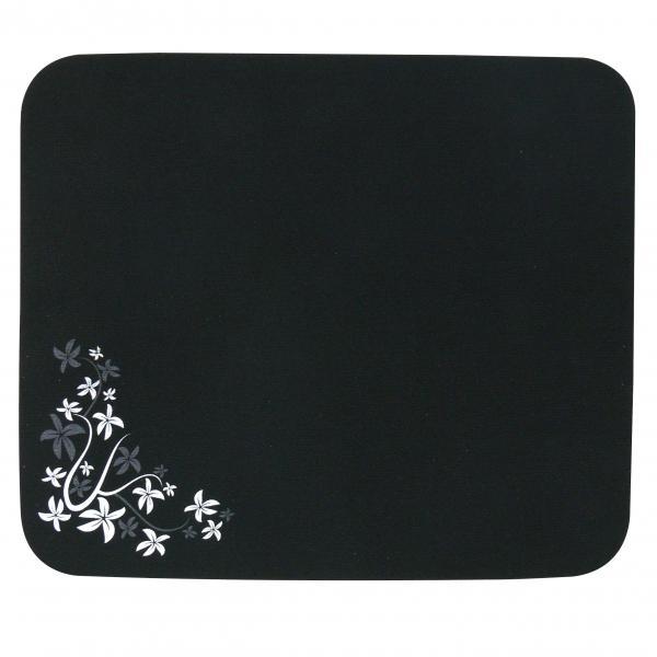 Podložka pod myš Logo Flower edition, měkký povrch, 24x22 cm, černá