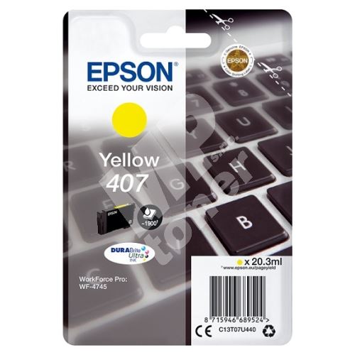 Cartridge Epson C13T07U440, yellow, 407, originál 1