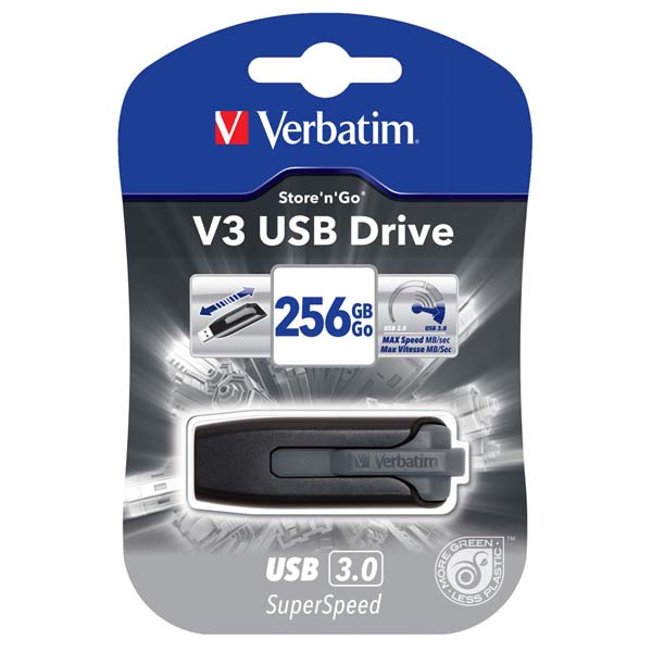 256GB Verbatim Store'n'Go V3, USB flash disk 3.0, 49168, černá