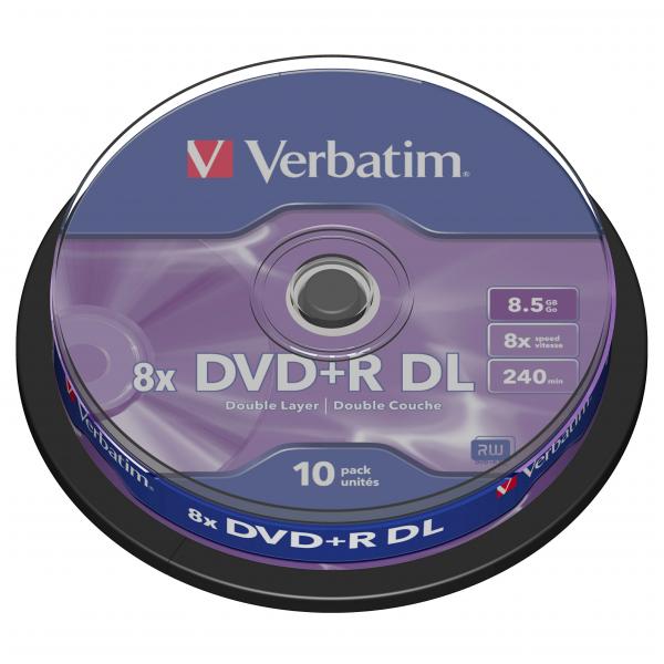 Verbatim DVD+R, DataLife PLUS, 8,5 GB, Double Layer, cake box, 43666, 8x, 10-pack