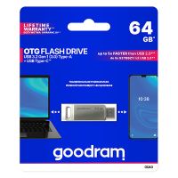 64GB Goodram ODA3, USB flash disk 3.0, USB + USB-C, stříbrný 64GB Goodram ODA3, USB flash disk 3.0, USB + USB-C, stříbrný