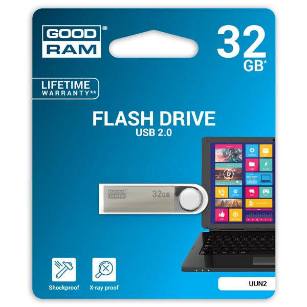 32GB Goodram UUN2, USB flash disk 2.0, stříbrná