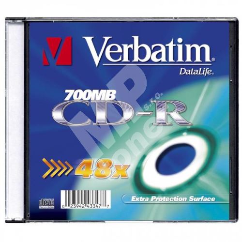 Verbatim CD-R, DataLife, 700 MB, Extra Protection, slim box, 43347, 52x, 200-pack 1