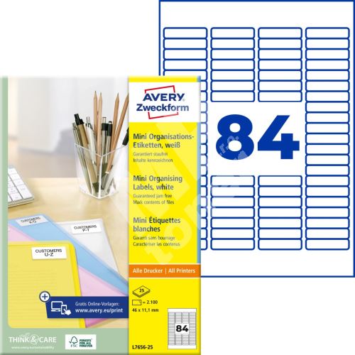 Etikety na složky 46 x 11,1 mm, 25 listů A4 L7656-25 1
