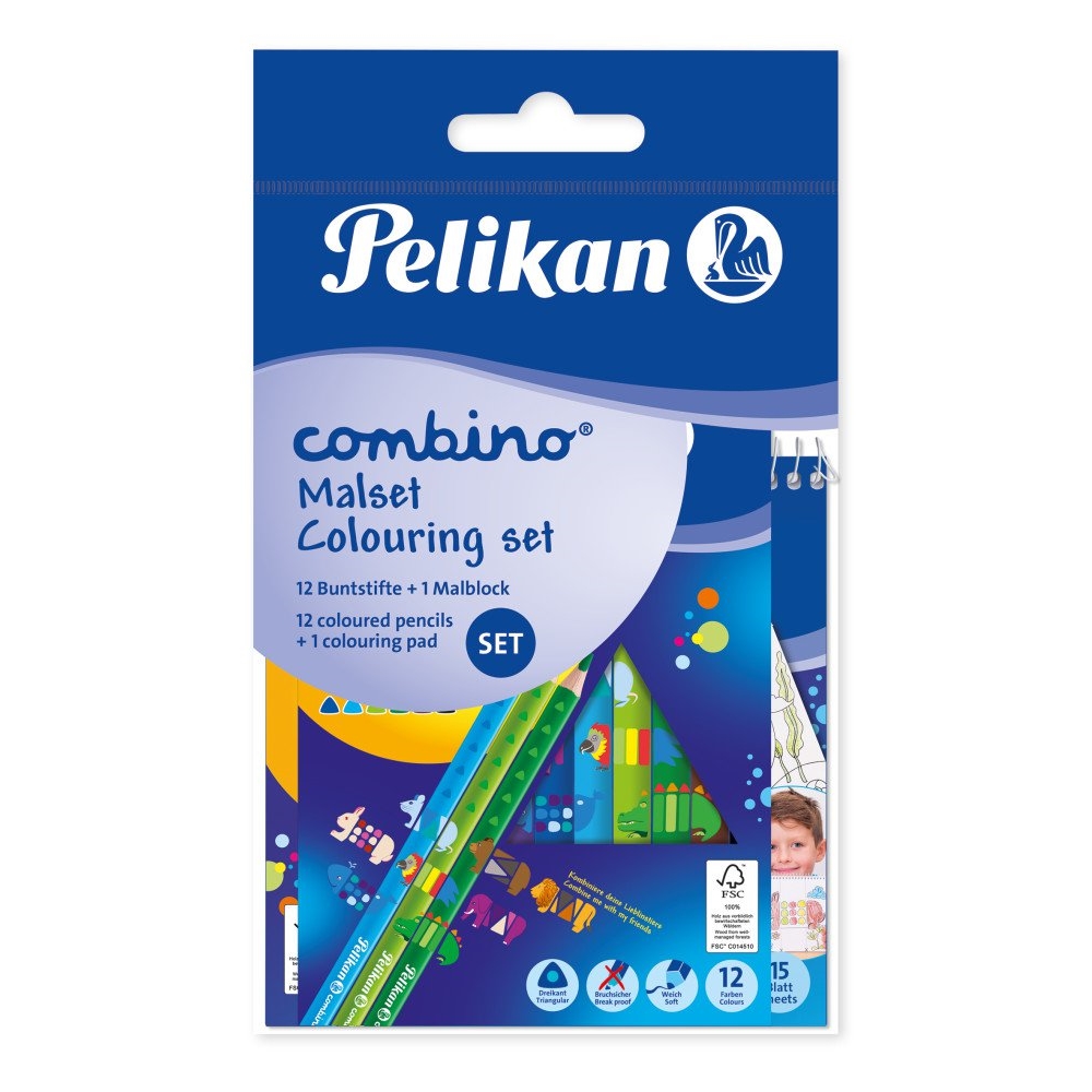 Trojhranné silné pastelky Pelikan Combino, 12 barev