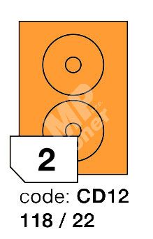 Samolepící etikety Rayfilm Office průměr 118/22 mm 300 archů, fluo oranžová, 1