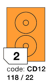 Samolepící etikety Rayfilm Office průměr 118/22 mm 300 archů, fluo oranžová, R0133.CD12D