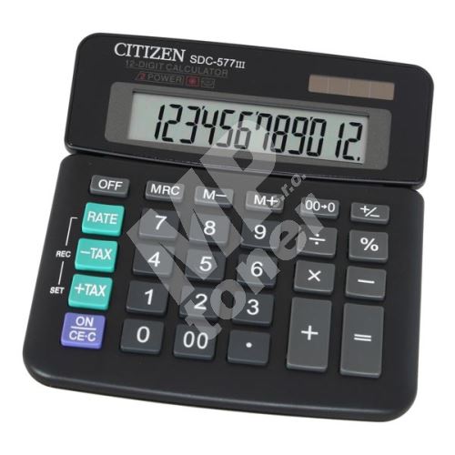 Kalkulačka Citizen SDC577III, černá, stolní, dvanáctimístná 1