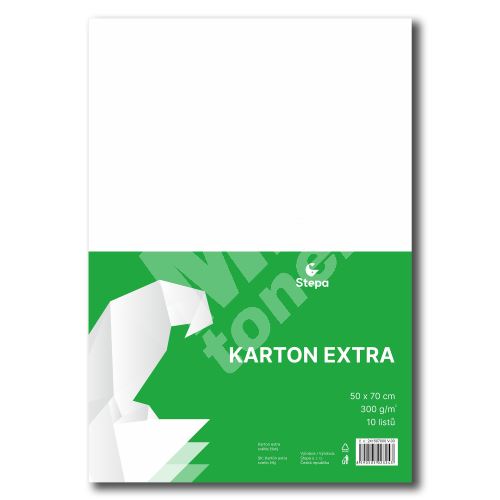 Barevný karton EXTRA 300g 50x70cm, 10listů, bílý 1