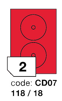 Samolepící etikety Rayfilm Office průměr 118/18 mm 300 archů, matně červená, R0122.CD07D