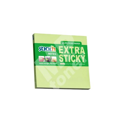 Samolepicí bloček Stick n Extra Sticky recyklovaný pastelově zelený, 76 x 76 mm 1