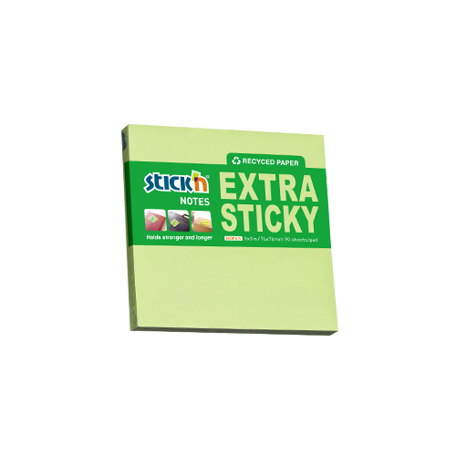 Samolepicí bloček Stick'n Extra Sticky recyklovaný pastelově zelený, 76 x 76 mm