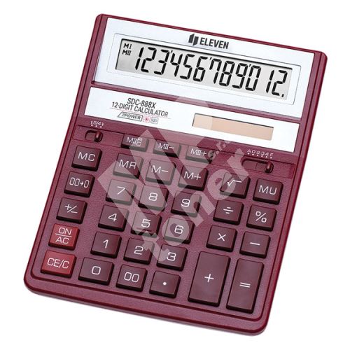 Kalkulačka Eleven SDC-888XRD, červená, stolní, dvanáctimístná 1