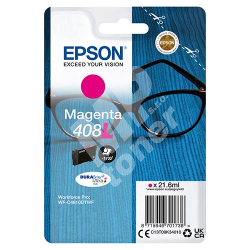 Cartridge Epson C13T09K34010, magenta, 408L, originál 1