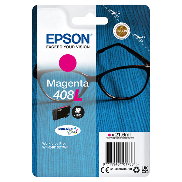 Inkoustová cartridge Epson C13T09K34010, WF-C4810DTWF, magenta, 408L, originál