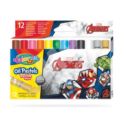 Colorino Marvel Avengers olejové pastely, kulaté, 12 barev, vč. metalické stříbrné a 1